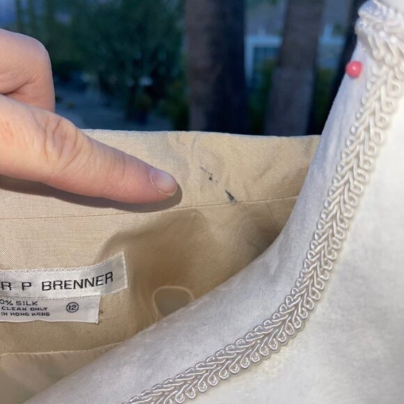 Eleanor P Brenner Silk Blazer Womens Size 12 Vintage Oversized Lined Cream - Picture 8 of 16